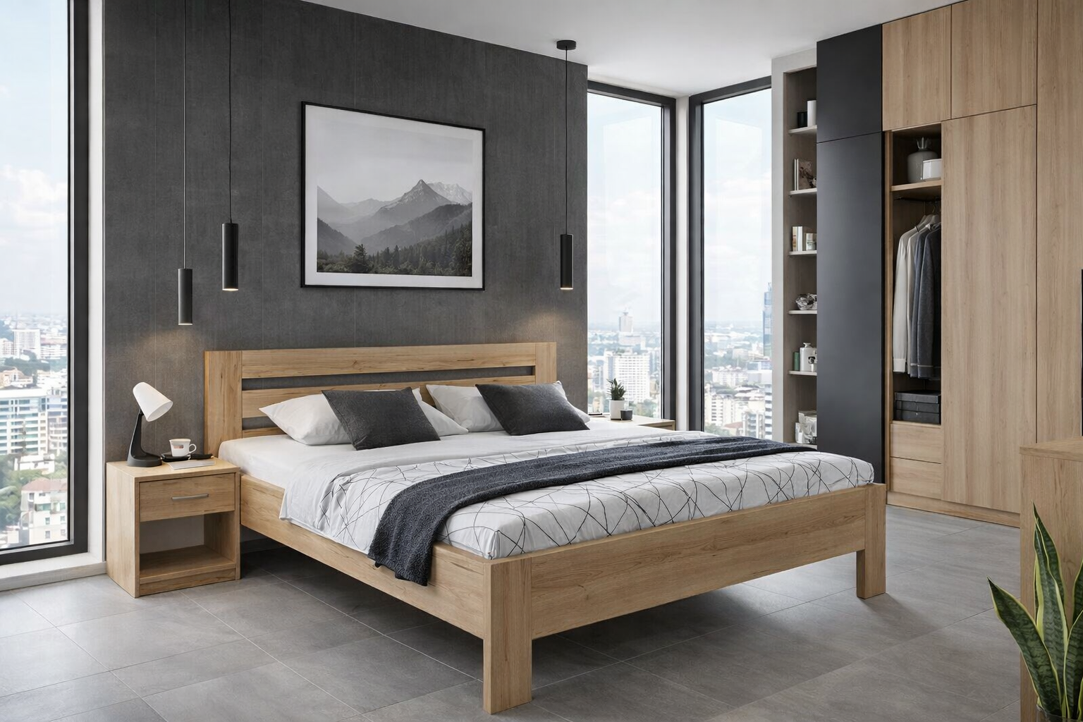 Detail rohového spojení postele Bereta